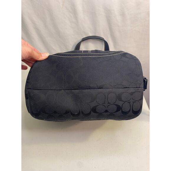 Vintage Coach Signature Carryall Shoulder Tote Bag Black Canvas Tote Large - Picture 4 of 16